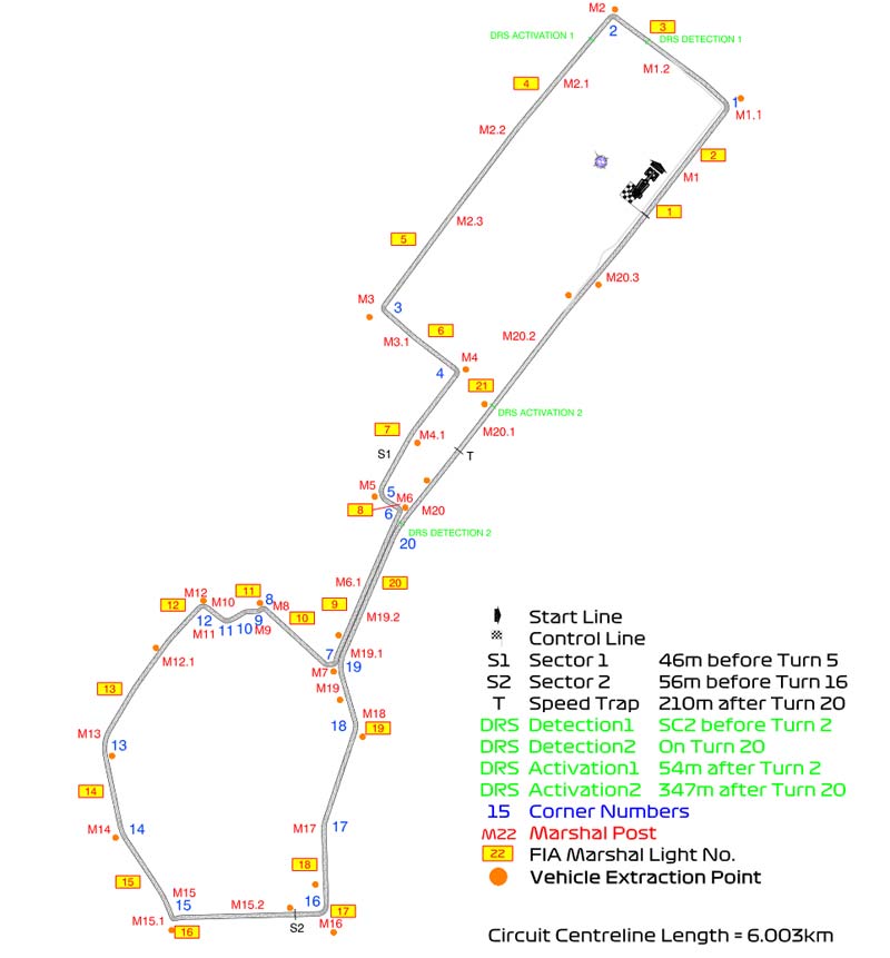 Mapa ulicznego toru w Baku - 2022